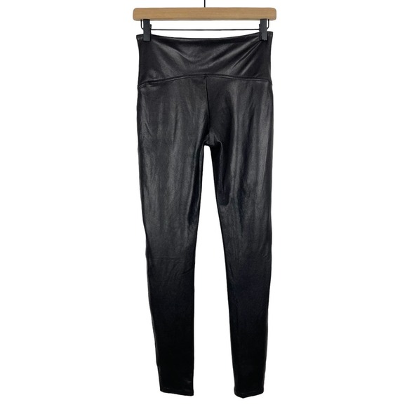 SPANX Faux Leather Leggings Black Large Casual Dressy Ankle Length - Picture 10 of 15